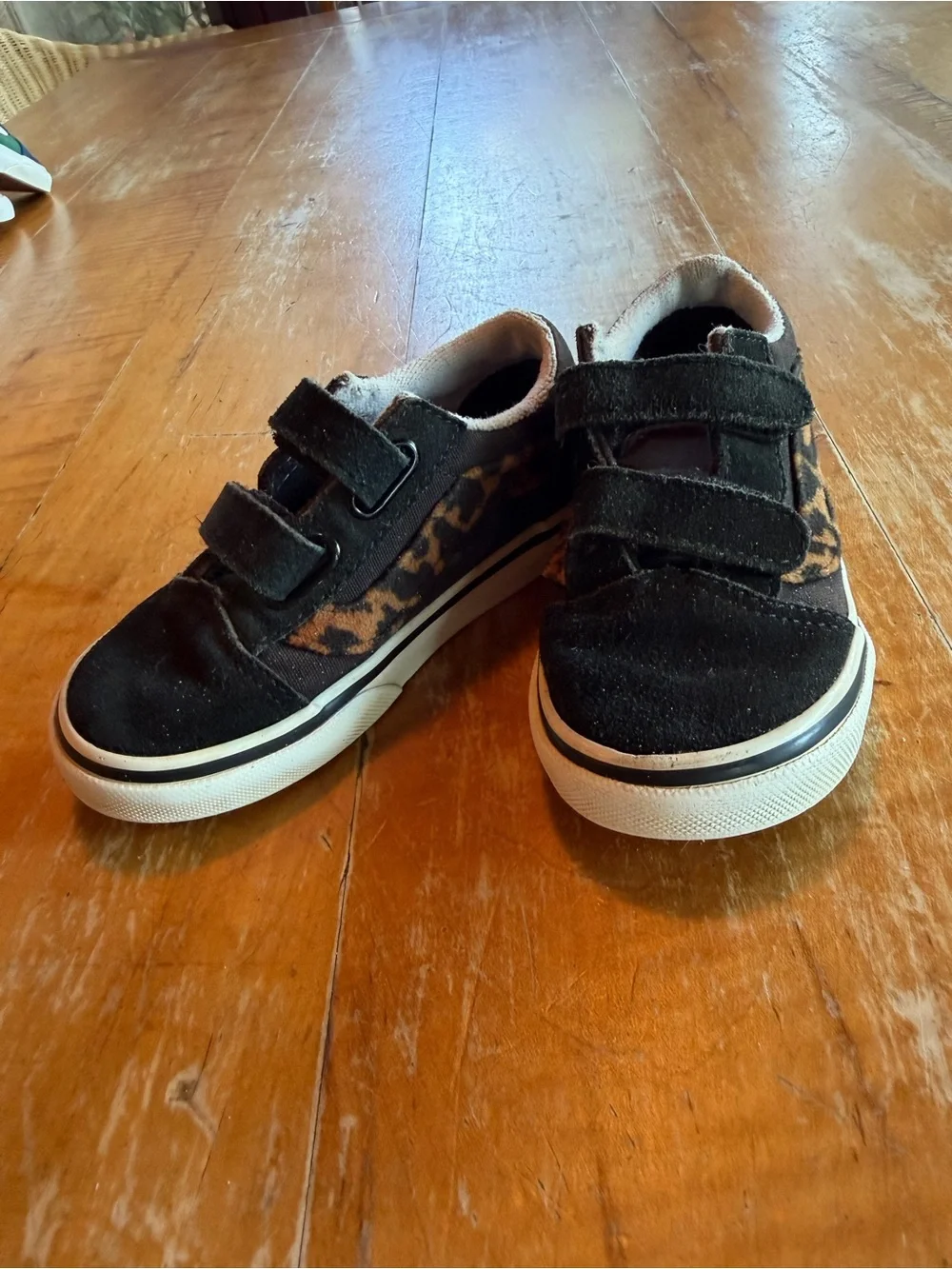 Vans Kids Black Sneakers with Leopard Accent